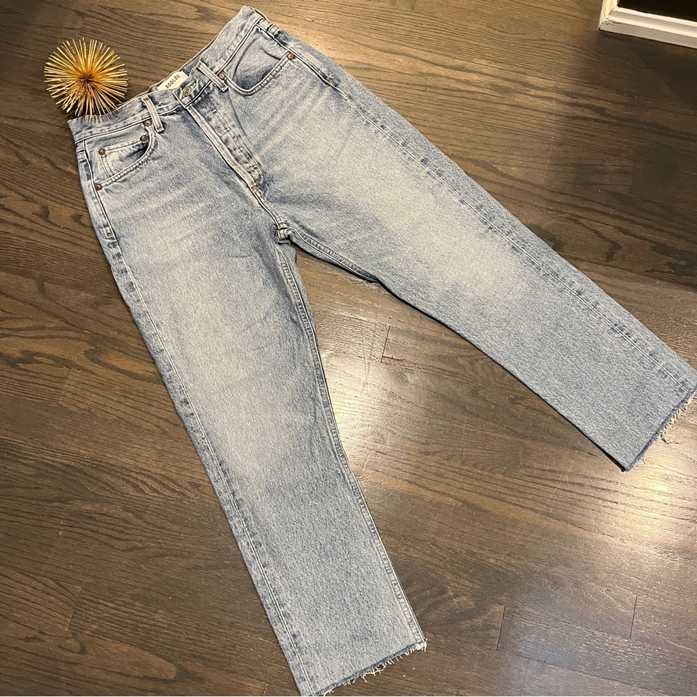 Agolde Riley High Rise Straight Crop Raw Hem Size 27 - Picture 3 of 8